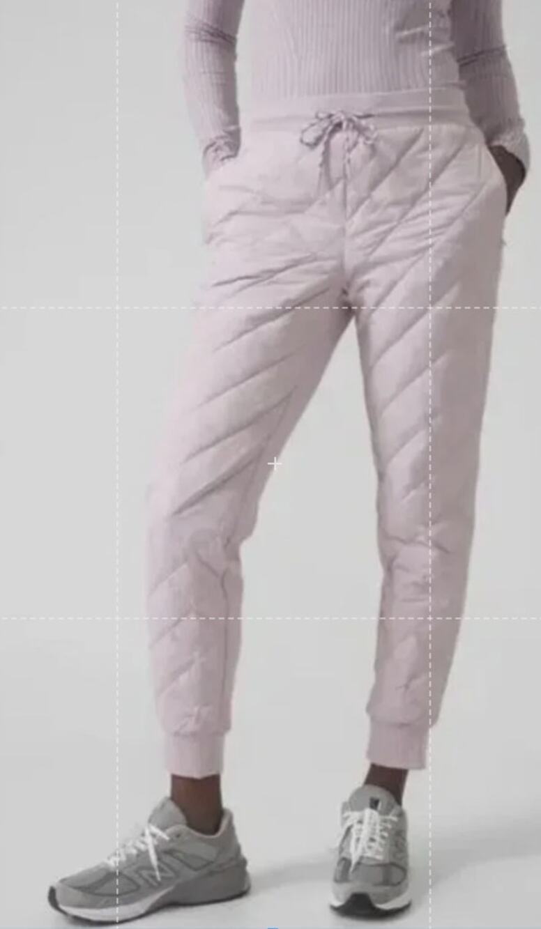Athleta Apres Ski Goose Down‎ Jogger Pants Shasta Lilac Purple Size 16 EUC
